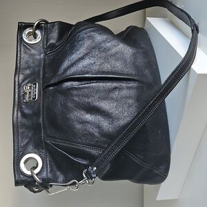 COACH Large Black Leather Shoulder Bag